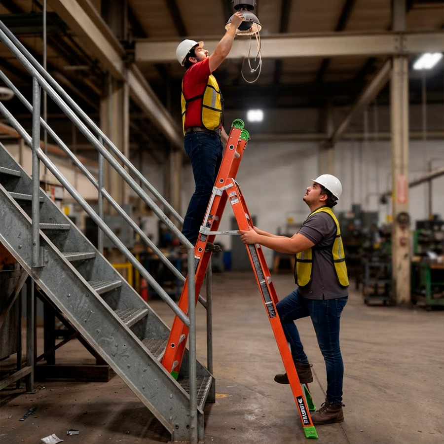 Louisville combination ladder in twin ladder configuration.